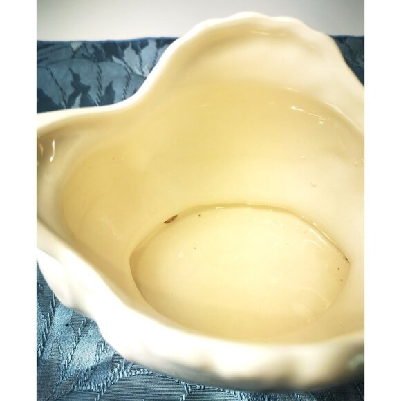 Cachepot with Handles Porcelain Vintage – Ivory Floral Ceramic Vase Bowl – Shabb - Picture 4 of 10